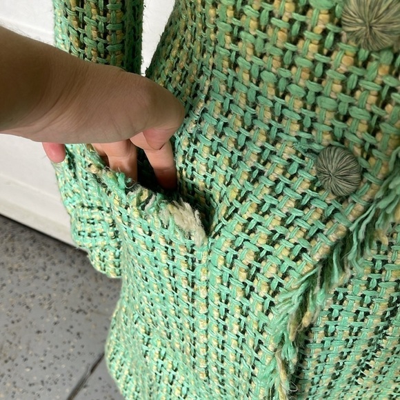 Tibi Size 6 Green Wool Blend Tweed Coat - Picture 10 of 11